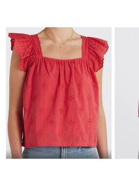 Design History Pink Eyelet Top Large NWT Brianna Stitch Fix Boho Flutter Sleeve